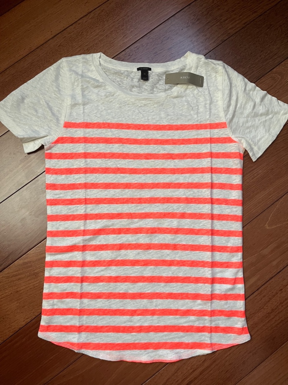 NWT J. Crew Striped Neon Summer Linen Tee